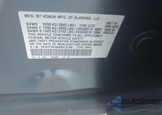 5FNYF6H58KB013796: 43073370