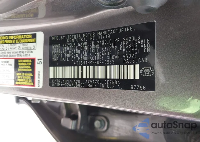 4T1B11HK2KU743963: 43073604