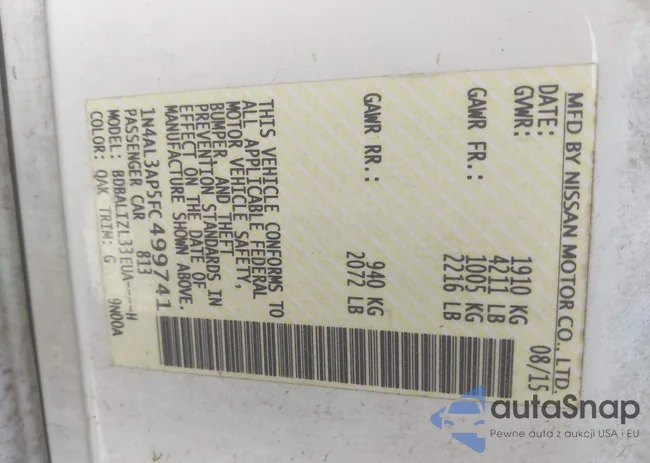 1N4AL3AP5FC499741: 43073625