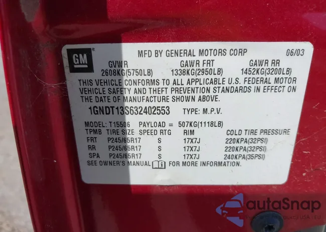 1GNDT13S632402553: 43072987