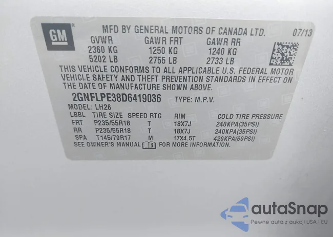 2GNFLPE38D6419036: 43072999