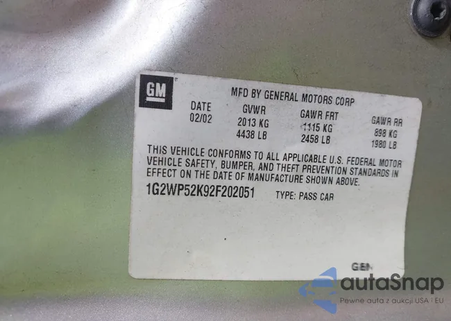 1G2WP52K92F202051: 43074357
