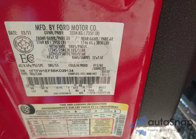 1FTFW1EF5BKD29134: 43074447