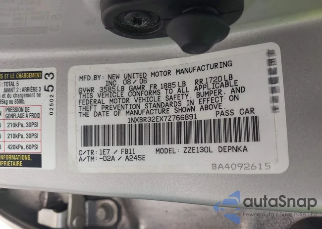 1NXBR32EX7Z766891: 43074489