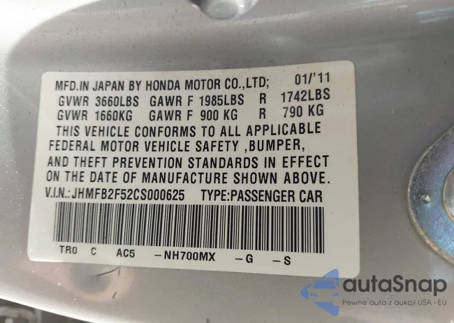 JHMFB2F52CS000625: 43074635