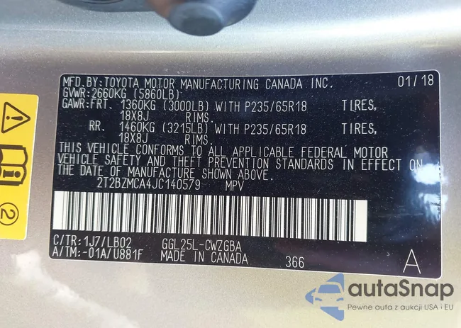 2T2BZMCA4JC140579: 43073845