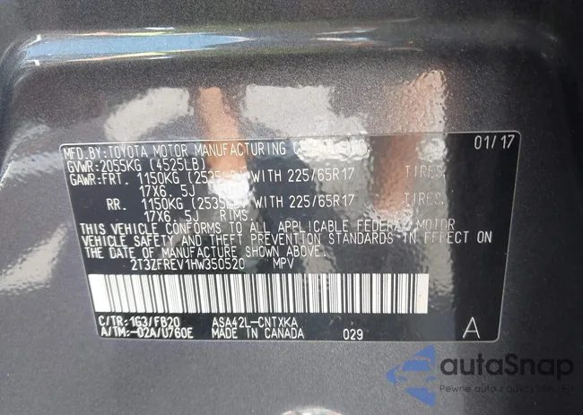 2T3ZFREV1HW350520: 43073870