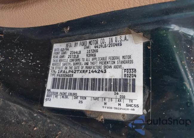 1FALP42TXRF144243: 43073914