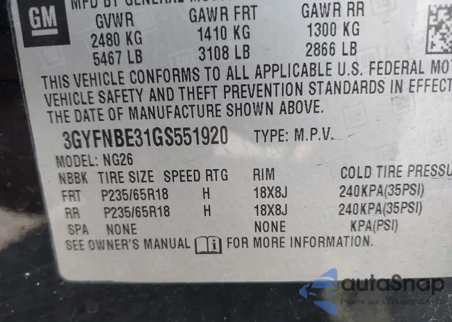3GYFNBE31GS551920: 43073938
