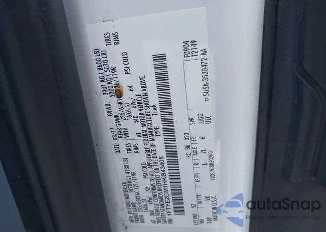 1FTYE2CM1HKB43408: 43075187