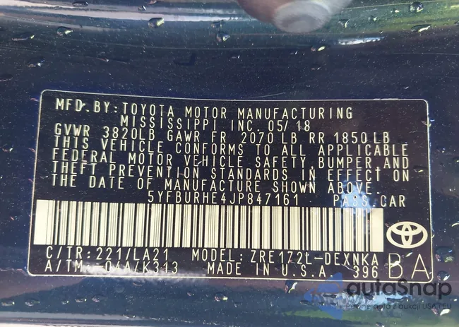 5YFBURHE4JP847161: 43075327