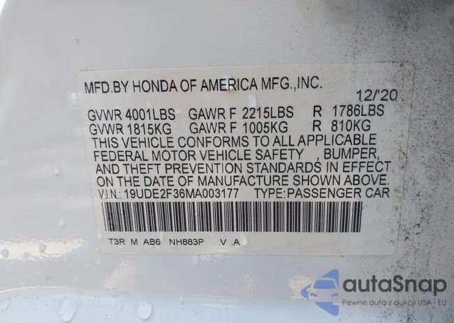 19UDE2F36MA003177: 43075466