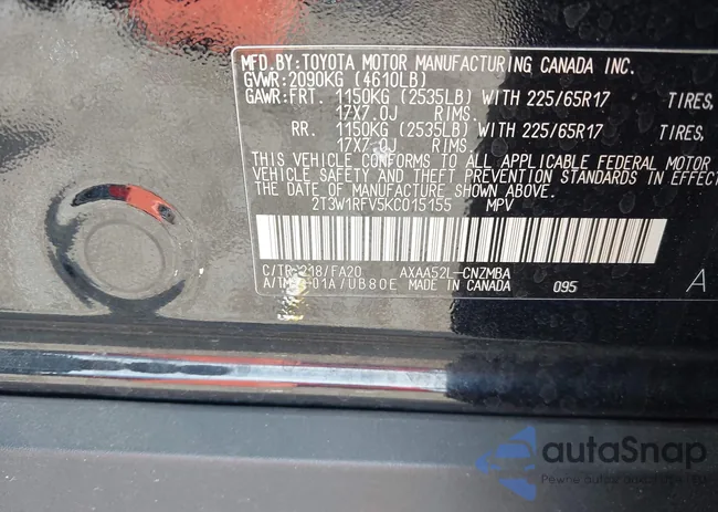 2T3W1RFV5KC015155: 43075491