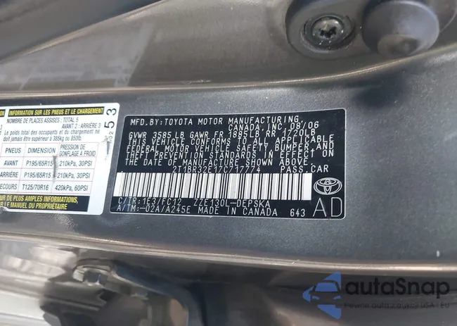 2T1BR32E17C717774: 43075677