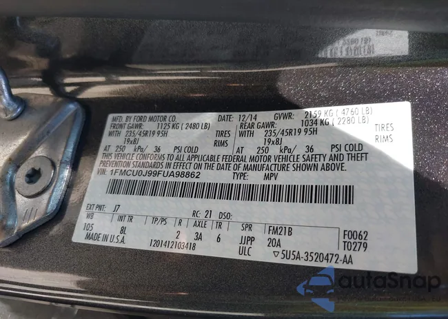 1FMCU0J99FUA98862: 43076173