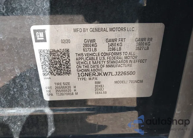 1GNERJKW7LJ226500: 43076209