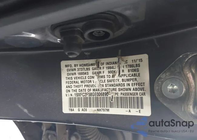 19XFC2F58GE006890: 43076302