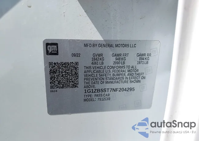 1G1ZB5ST7NF204295: 43076356