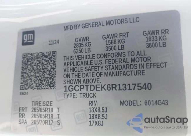 1GCPTDEK6R1317540: 43076541