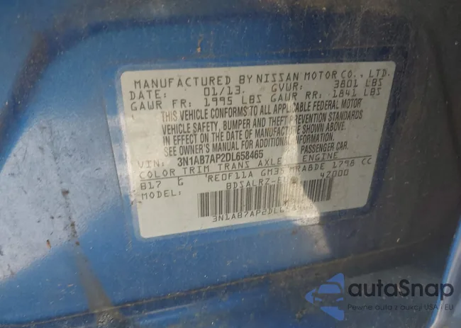 3N1AB7AP2DL658465: 43076543