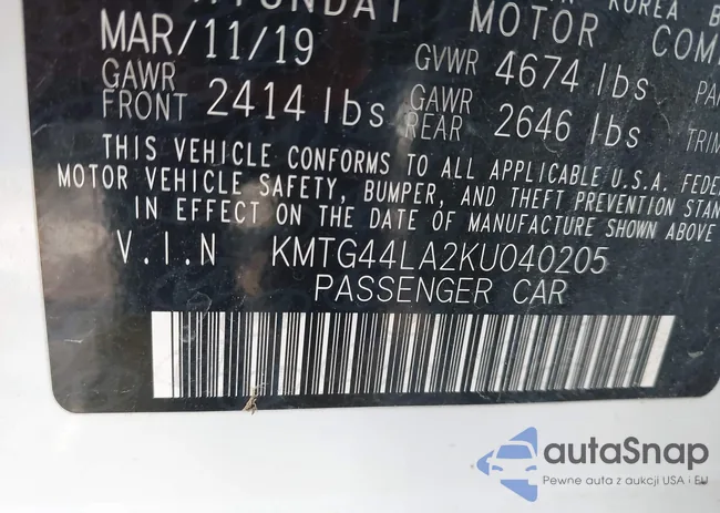 KMTG44LA2KU040205: 43076598