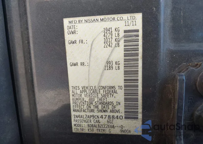 1N4AL2AP9CN478840: 43076600