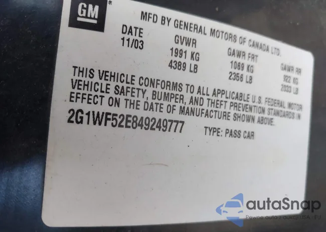 2G1WF52E849249777: 43076674