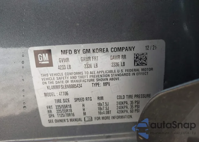 KL4MMFSL8NB085434: 43076720