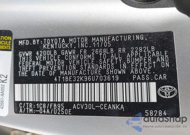 4T1BE32K96U703619: 43075831