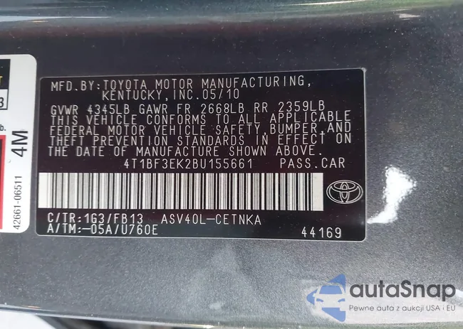 4T1BF3EK2BU155661: 43075843