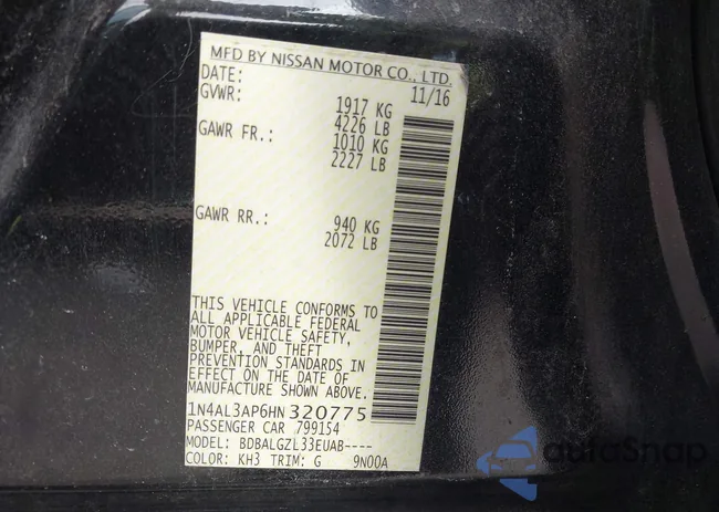 1N4AL3AP6HN320775: 43076135