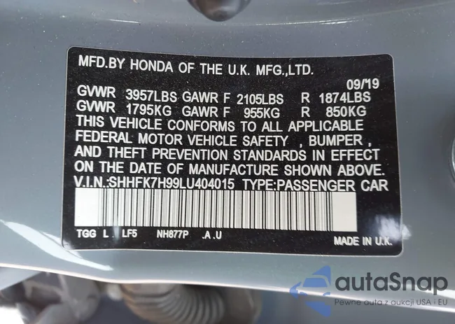 SHHFK7H99LU404015: 43077214