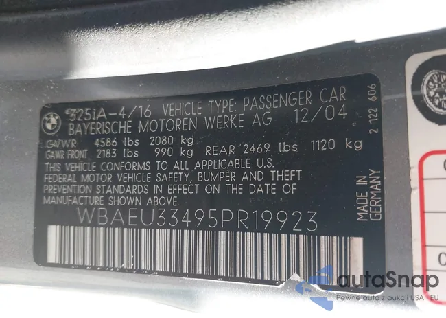 WBAEU33495PR19923: 43077352