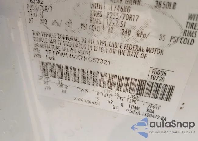 1FTPW14VX7KC57321: 43077548