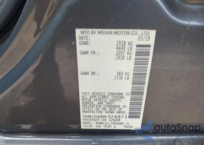 1N4BL4CW0KN324973: 43076825