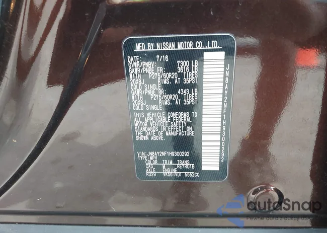 JN8AY2NF1H9300292: 43077028