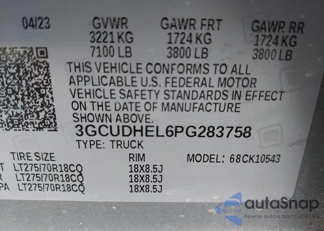 3GCUDHEL6PG283758: 43077048