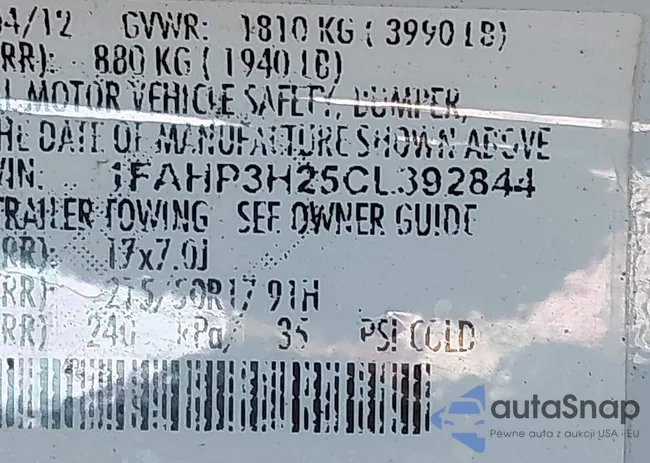 1FAHP3H25CL392844: 43078165