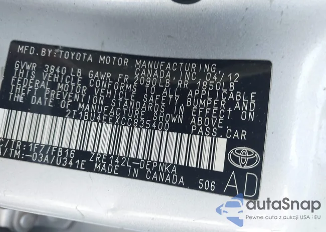 2T1BU4EEXCC835400: 43078210