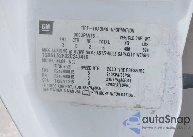 1G3NL52F22C247419: 43078273