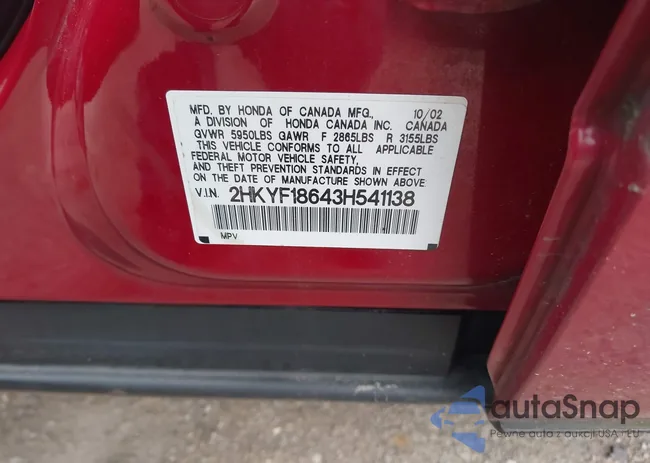 2HKYF18643H541138: 43078310