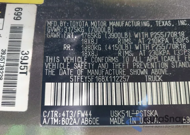 5TFEY5F16BX112257: 43078388