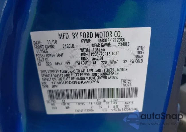 1FMCU9DG9BKA90796: 43078555