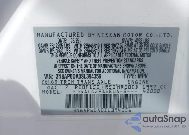 3N8AP6DA0SL394356: 43078640