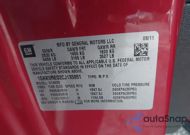 1GKKVRED2CJ135851: 43077868