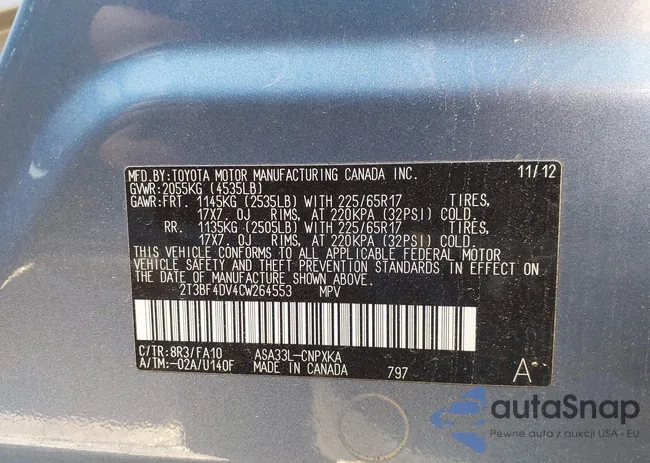 2T3BF4DV4CW264553: 43077901