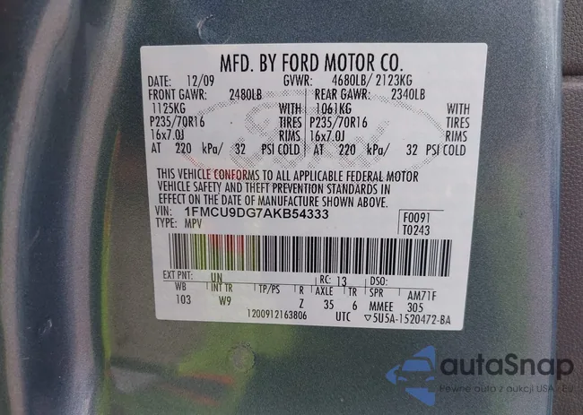 1FMCU9DG7AKB54333: 43077948