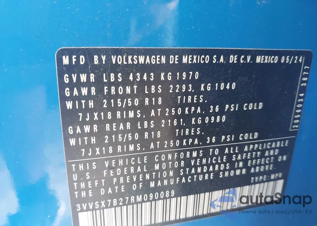 3VVSX7B27RM090089: 43078064