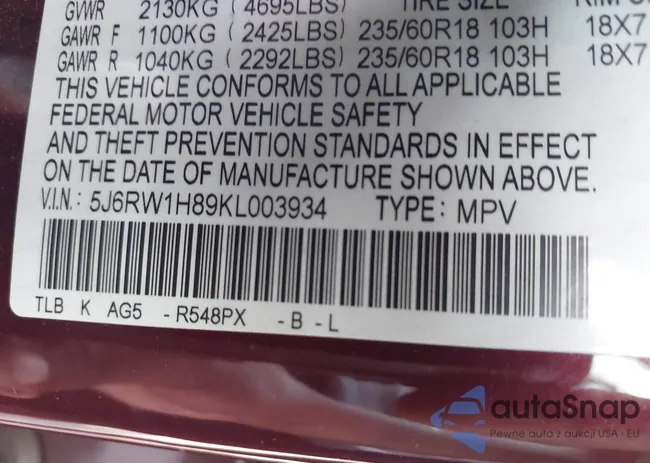 5J6RW1H89KL003934: 43078129