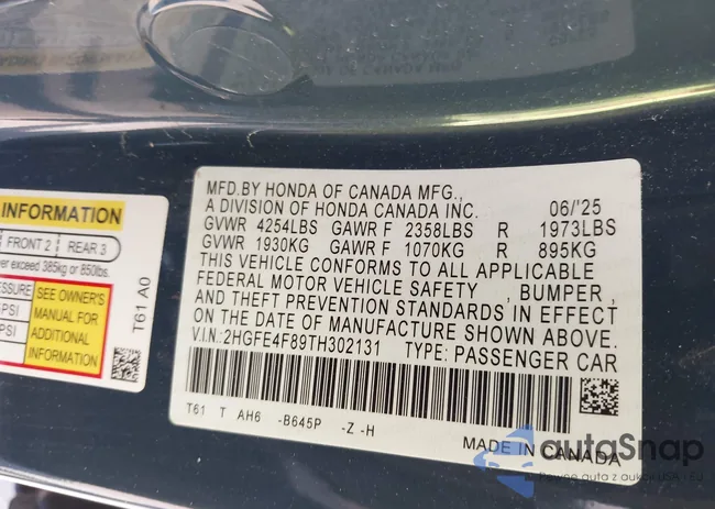 2HGFE4F89TH302131: 43079341